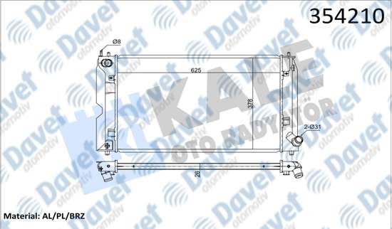 KALE 354210 Su Radyatoru Toyota Corolla 1.4d-4d 04<07 (Mt) (Ac/Nac) [Brazing] [625x378x26]